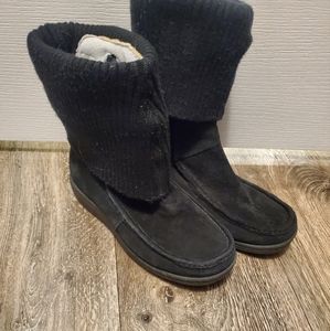North Face Black Suede Chukka Sweater Boots Zip Up Size 7
